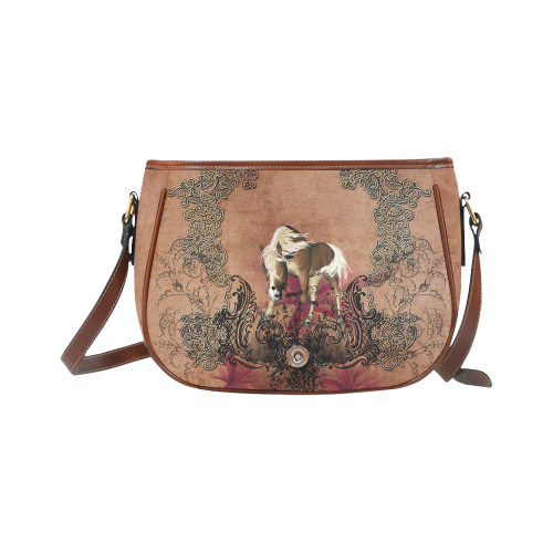 Amazing horse with flowers Saddle Bag/Large (Model 1649)