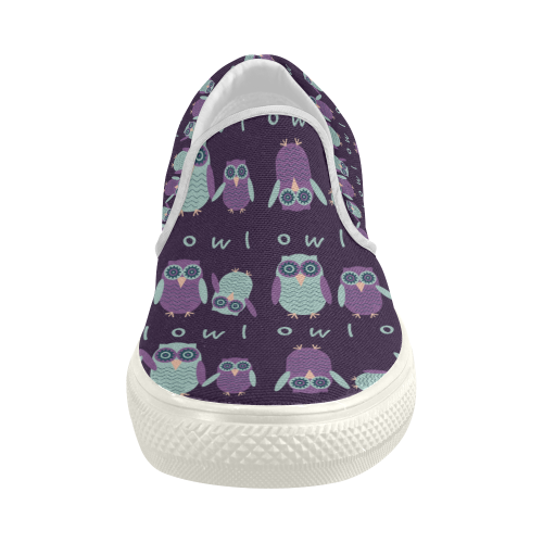 Night Owls Women's Slip-on Canvas Shoes (Model 019)