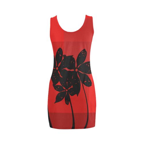 Black flowers Medea Vest Dress (Model D06)