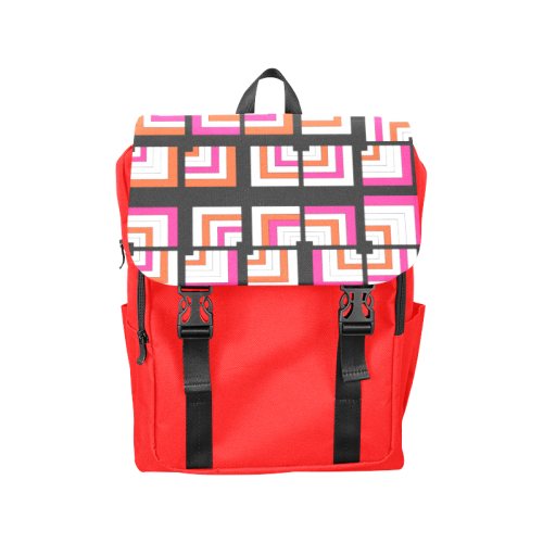Pink Orange Popping Funky Modern Geometric Patterned Print Casual Shoulders Backpack (Model 1623)