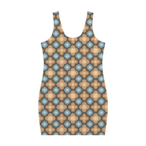 Brown and Blue Pattern Medea Vest Dress (Model D06)