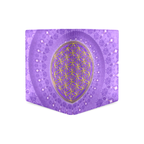 FLOWER OF LIFE gold POWER SPIRAL purple Men's Leather Wallet (Model 1612)