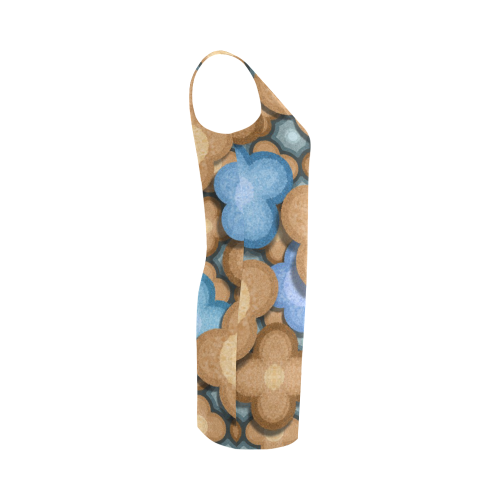 brown blue pattern Medea Vest Dress (Model D06)