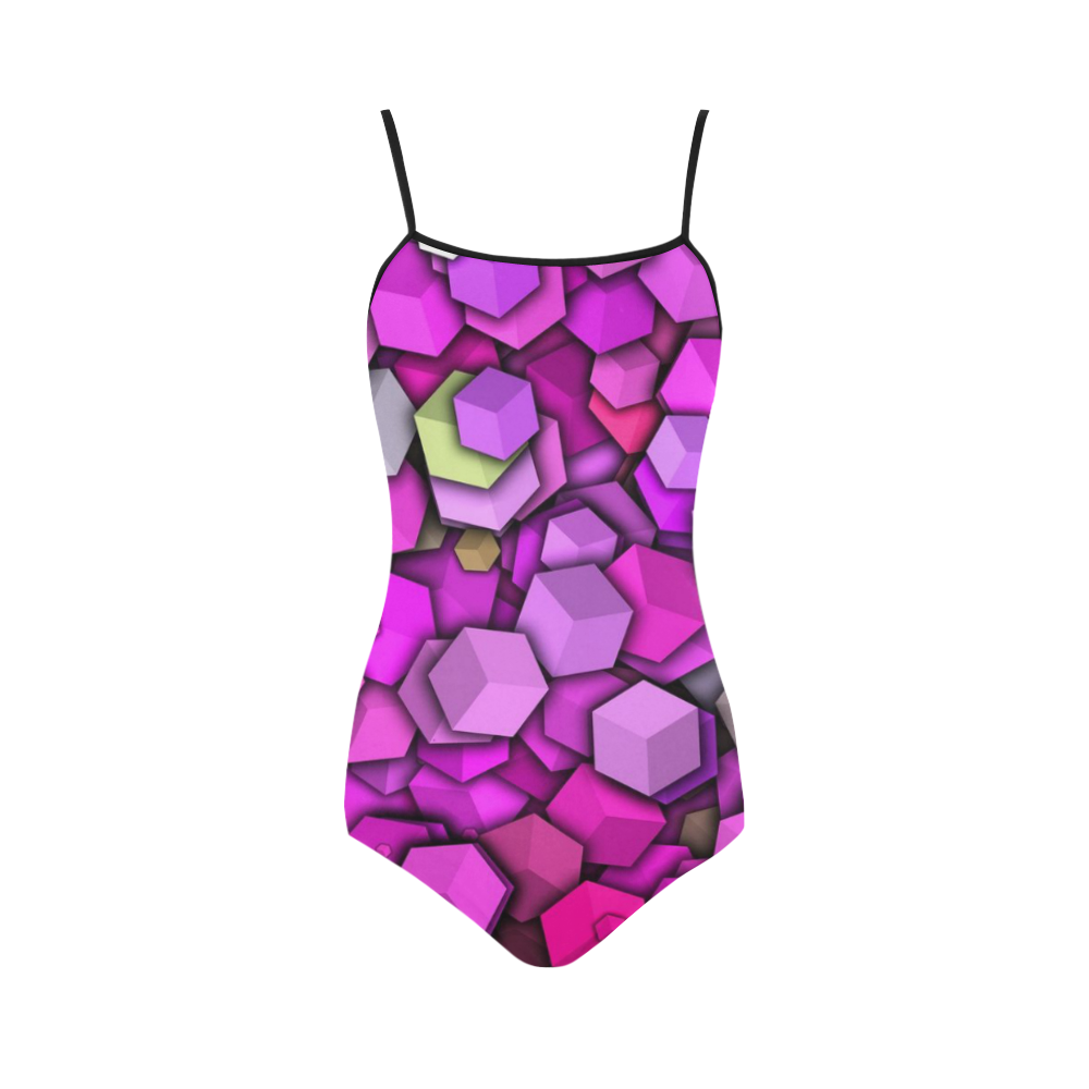 lovely dancing blocks 3 Strap Swimsuit ( Model S05) | ID: D427303