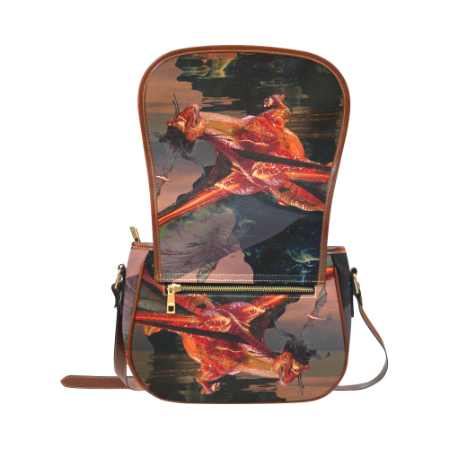 Awesome red flying dragon Saddle Bag/Large (Model 1649)