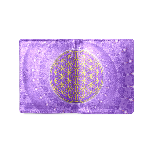 FLOWER OF LIFE gold POWER SPIRAL purple Men's Leather Wallet (Model 1612)