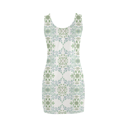 Blue and Green pattern Medea Vest Dress (Model D06)