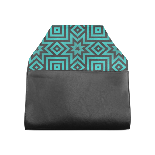 Teal/Black Tribal Pattern Clutch Bag (Model 1630)