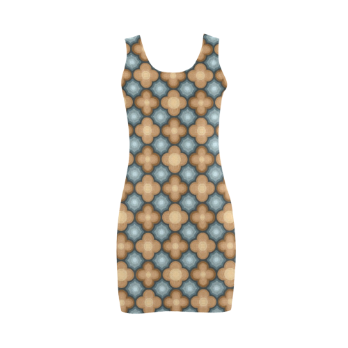 Brown and Blue Pattern Medea Vest Dress (Model D06)