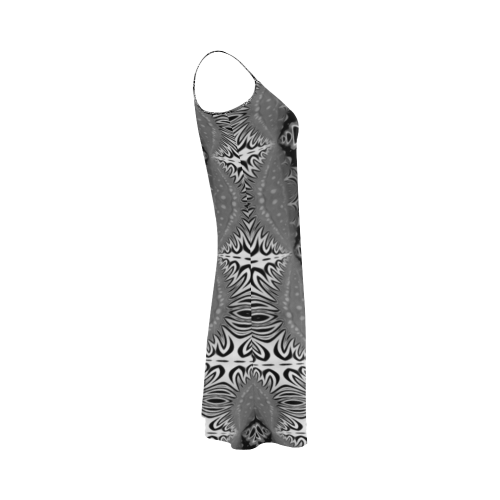 Kaleidoscope Fractal BORDER black white grey Alcestis Slip Dress (Model D05)