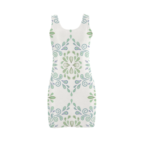 Blue and Green watercolor pattern Medea Vest Dress (Model D06)