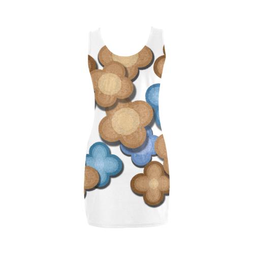 Brown and Blue Flowers Medea Vest Dress (Model D06)