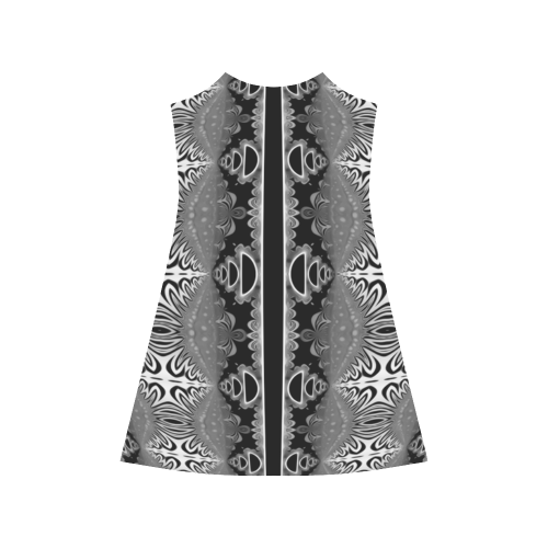 Kaleidoscope Fractal BORDER black white grey Alcestis Slip Dress (Model D05)