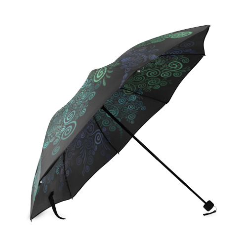 Turquoise Psychedelic Rose Foldable Umbrella (Model U01)