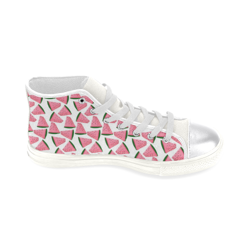 Fresh Fruity Pink Water Melon Summery  Pattern Women's Classic High Top Canvas Shoes (Model 017)