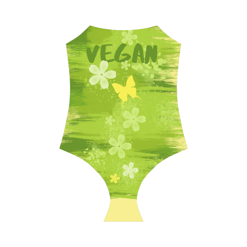 Vegan Green Dschungel Flower Butterfly Strap Swimsuit ( Model S05)