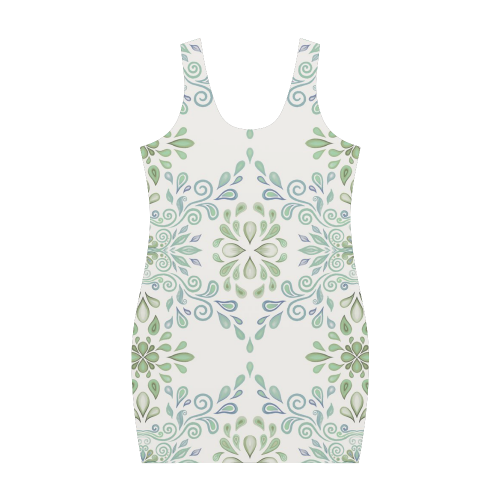 Blue and Green watercolor pattern Medea Vest Dress (Model D06)