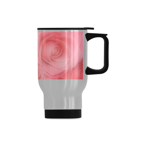 Bouquet of Pink Roses Soft Touch 1 Travel Mug (Silver) (14 Oz)