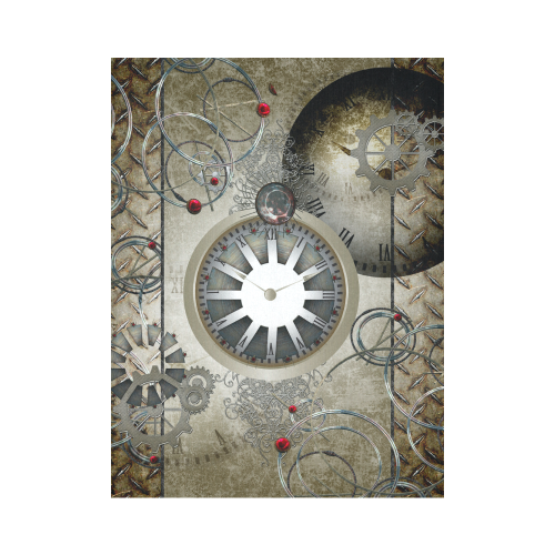 Steampunk, noble design, clocks and gears Cotton Linen Wall Tapestry 60"x 80"
