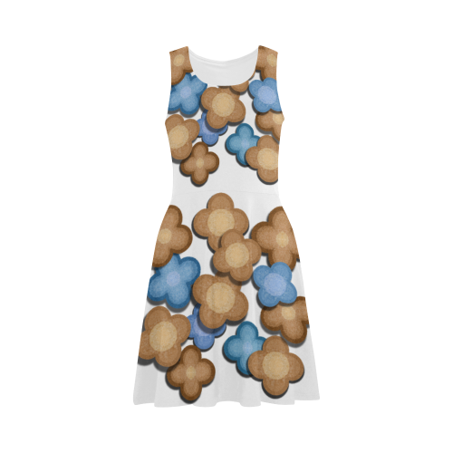 Brown and Blue Flowers Atalanta Sundress (Model D04)