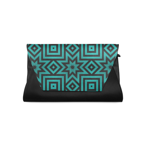 Teal/Black Tribal Pattern Clutch Bag (Model 1630)