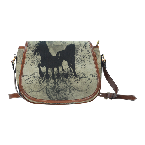 Beautiful horses, solhouette in black Saddle Bag/Small (Model 1649) Full Customization