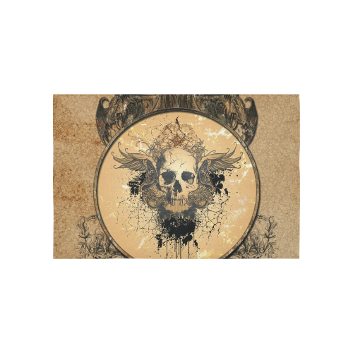 Awesome skull with wings and grunge Cotton Linen Wall Tapestry 60"x 40"