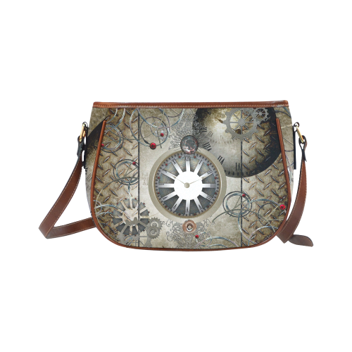 Steampunk, noble design, clocks and gears Saddle Bag/Small (Model 1649) Full Customization