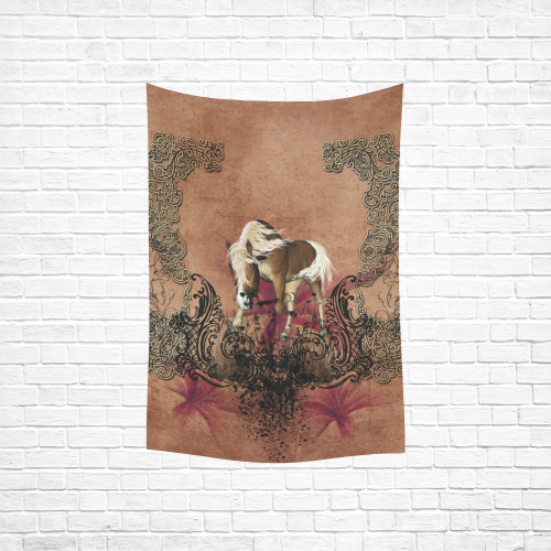 Amazing horse with flowers Cotton Linen Wall Tapestry 40"x 60"