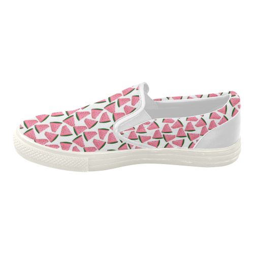 Fresh Fruity Pink Water Melon Summery  Pattern Women's Slip-on Canvas Shoes (Model 019)