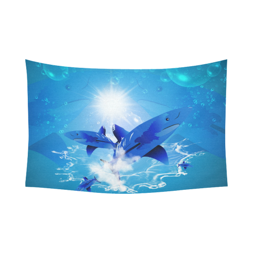 The cartoon sharks Cotton Linen Wall Tapestry 90"x 60"