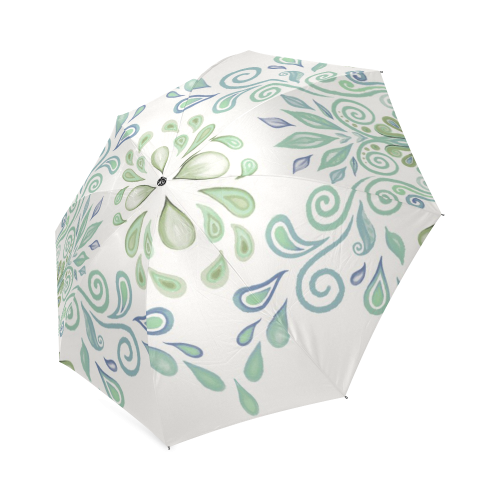 Blue and Green watercolor design Foldable Umbrella (Model U01)