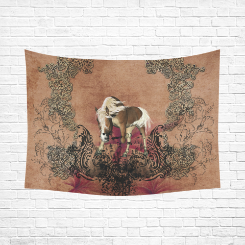 Amazing horse with flowers Cotton Linen Wall Tapestry 80"x 60"