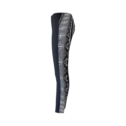 Kaleidoscope Fractal BORDER black white grey Cassandra Women's Leggings (Model L01)