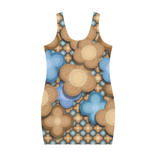 Brown and Blue Floral Medea Vest Dress (Model D06)