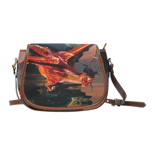 Awesome red flying dragon Saddle Bag/Small (Model 1649) Full Customization