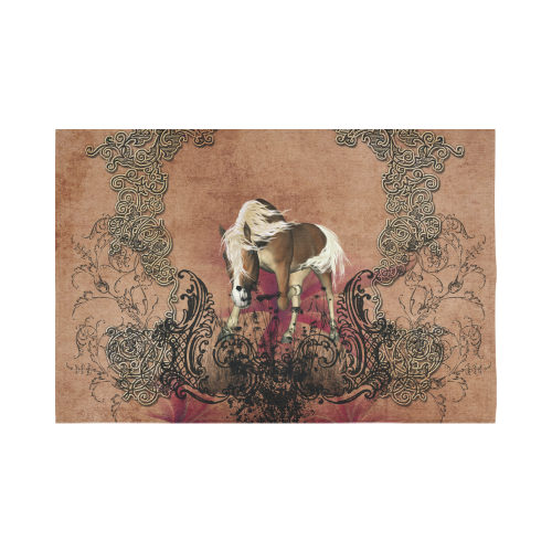 Amazing horse with flowers Cotton Linen Wall Tapestry 90"x 60"