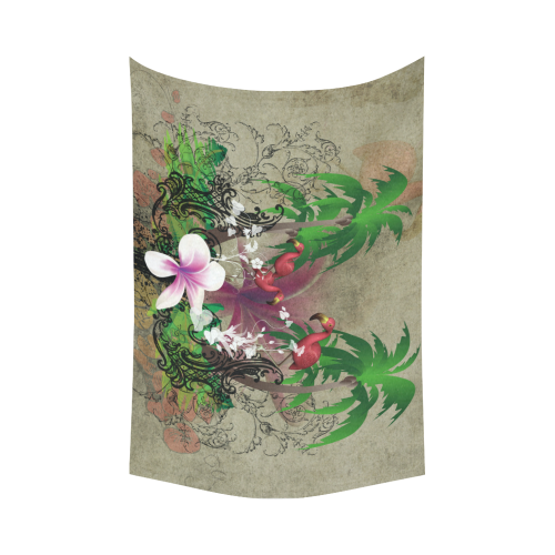Wonderful tropical design with flamingos Cotton Linen Wall Tapestry 90"x 60"