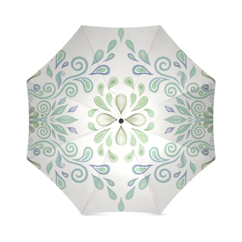 Blue and Green watercolor design Foldable Umbrella (Model U01)