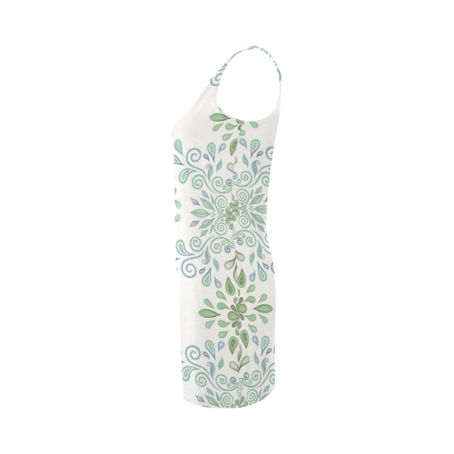 Blue and Green watercolor pattern Medea Vest Dress (Model D06)