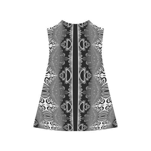 Kaleidoscope Fractal BORDER black white grey Alcestis Slip Dress (Model D05)