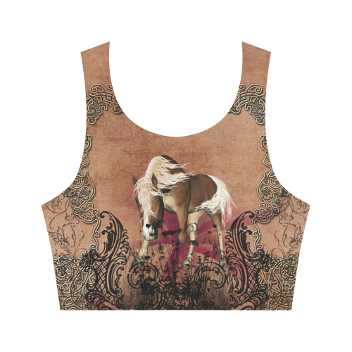 Amazing horse with flowers Women's Crop Top (Model T42)