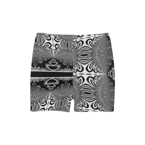 Kaleidoscope Fractal BORDER black white grey Briseis Skinny Shorts (Model L04)