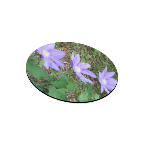 Purple Clematis Round Mousepad