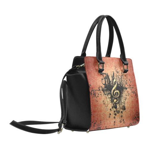Decorative clef with floral elements and grunge Classic Shoulder Handbag (Model 1653)