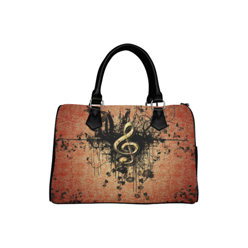 Decorative clef with floral elements and grunge Boston Handbag (Model 1621)