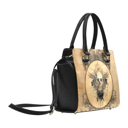 Awesome skull with wings and grunge Classic Shoulder Handbag (Model 1653)