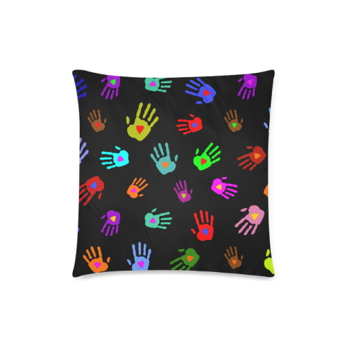 Multicolored HANDS with HEARTS love pattern Custom Zippered Pillow Case 18"x18"(Twin Sides)