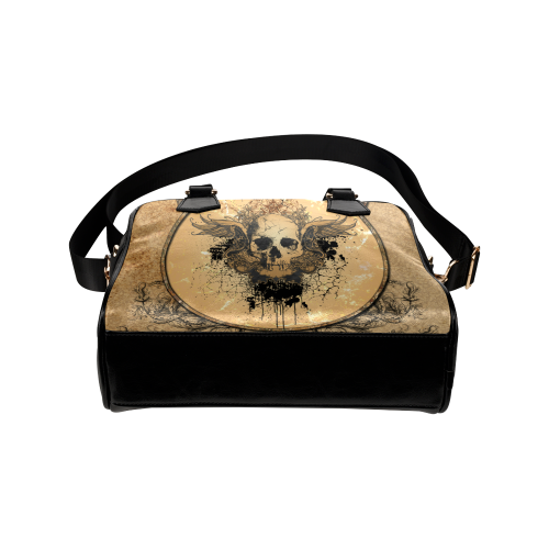 Awesome skull with wings and grunge Shoulder Handbag (Model 1634)