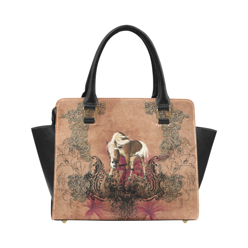 Amazing horse with flowers Classic Shoulder Handbag (Model 1653)